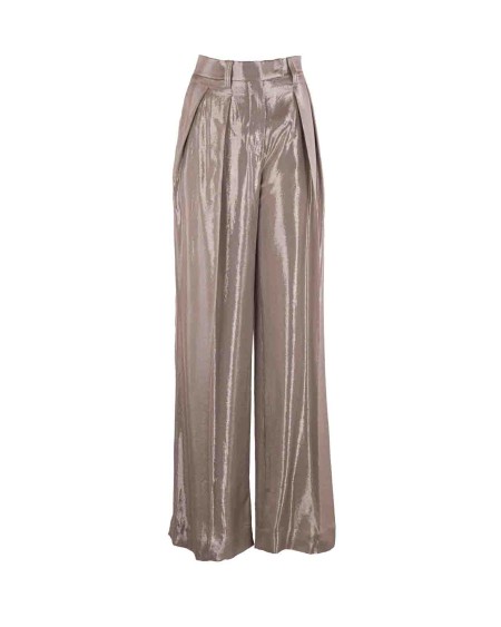 Shop BRUNELLO CUCINELLI  Trousers: Brunello Cucinelli Wide Sartorial trousers in Sparkling gabardine.
Zip closure with metal hooks and counter button.
Front pockets.
Rear welt pockets.
Double pleats.
Composition: 89% viscose, 11% polyamide.
Made in Italy.. MA768P8512-C5204